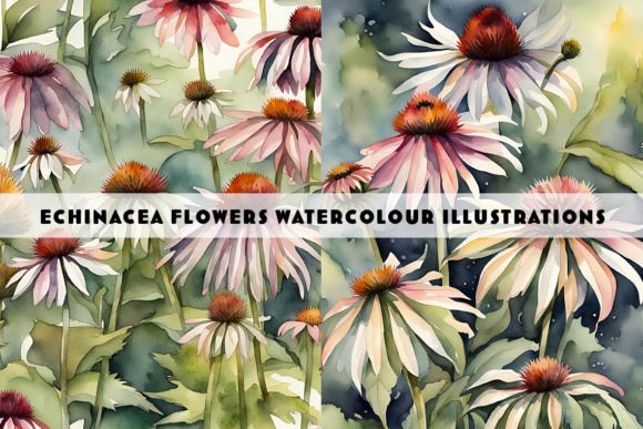 Echinacea Plants Watercolour Duo: A Fresh Take on Botanical Design