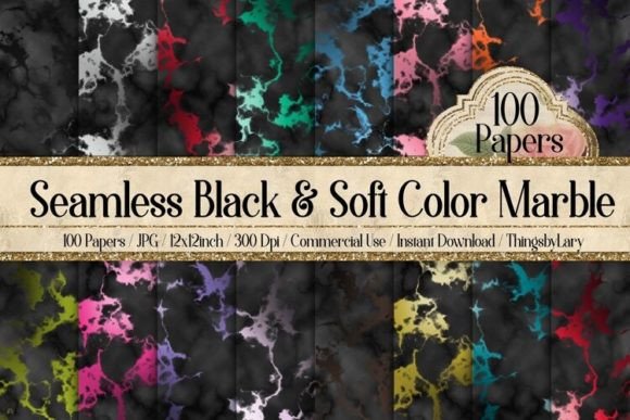 Elevate Your Designs with Seamless Black Color Marble Papers