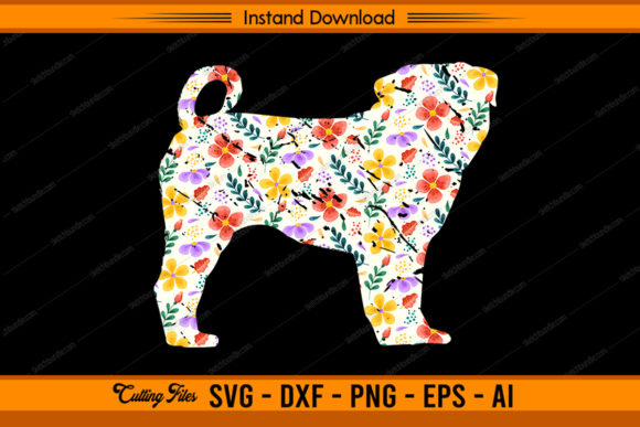 Floral Color Pug Dog Design: A Playful Asset for Creatives
