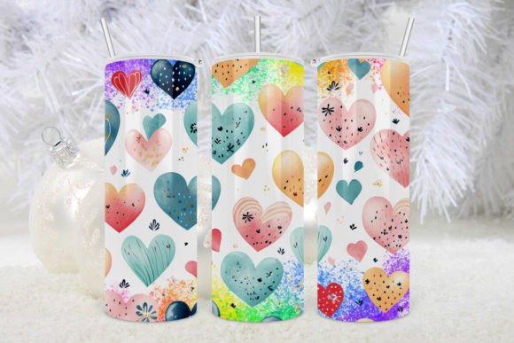 Hearts Valentines Water Color Tumbler 2: A Design Asset for Seasonal Branding