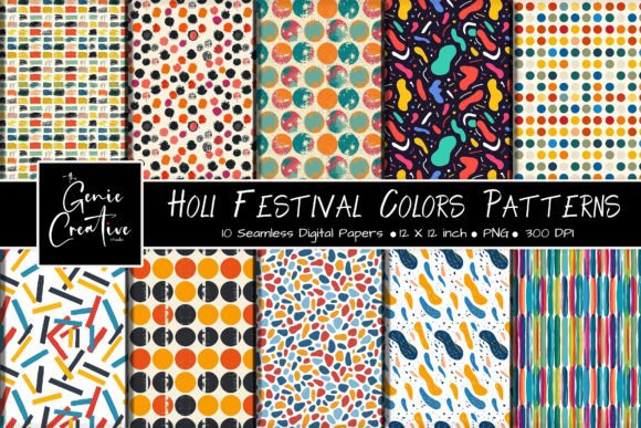 Holi Festival Color Seamless Pattern Set: A Burst of Joy for Your Designs
