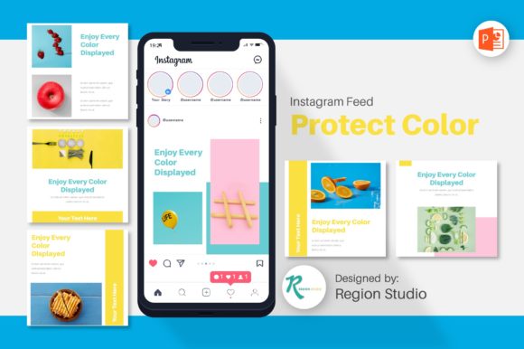 Instagram Feed - Protect Color: A Vibrant Template for Bold Brands