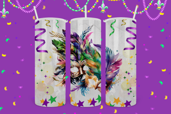 Mardi Gras Tumbler Wrap: Cute Water Color Style