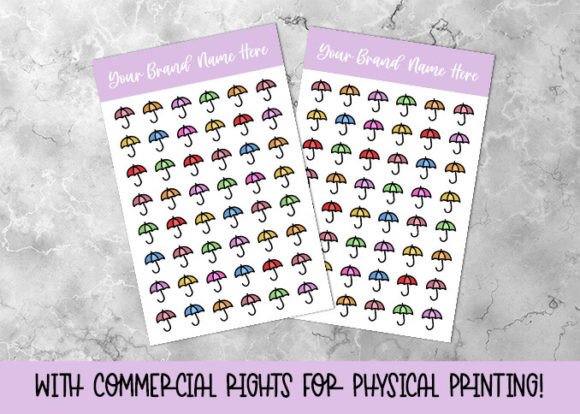 Umbrella Color Planner Sticker Sheet: Rainy Day Charm