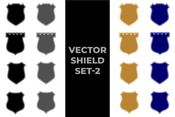 Vector 4 Color Shield Set-2: A Bold Graphic for Modern Branding