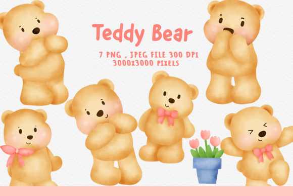 Watercolor Teddy Bear Clipart: Soft Charm for Modern Projects
