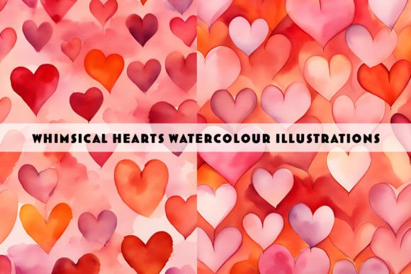 Whimsical Hearts Watercolour Duo: A Creative Design Asset