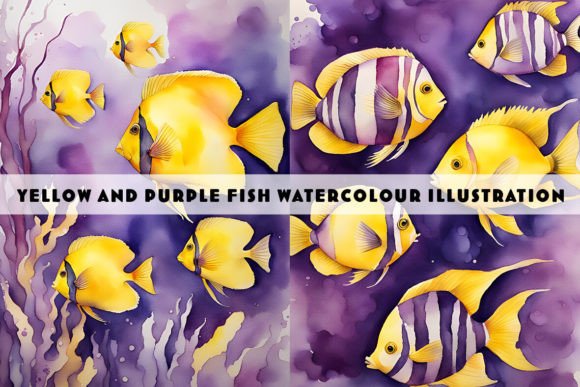 Yellow and Purple Fish Watercolour Duo: A Splash of Creative Energy